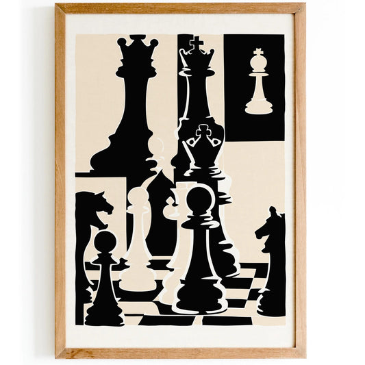 Black & White Chess Art Print
