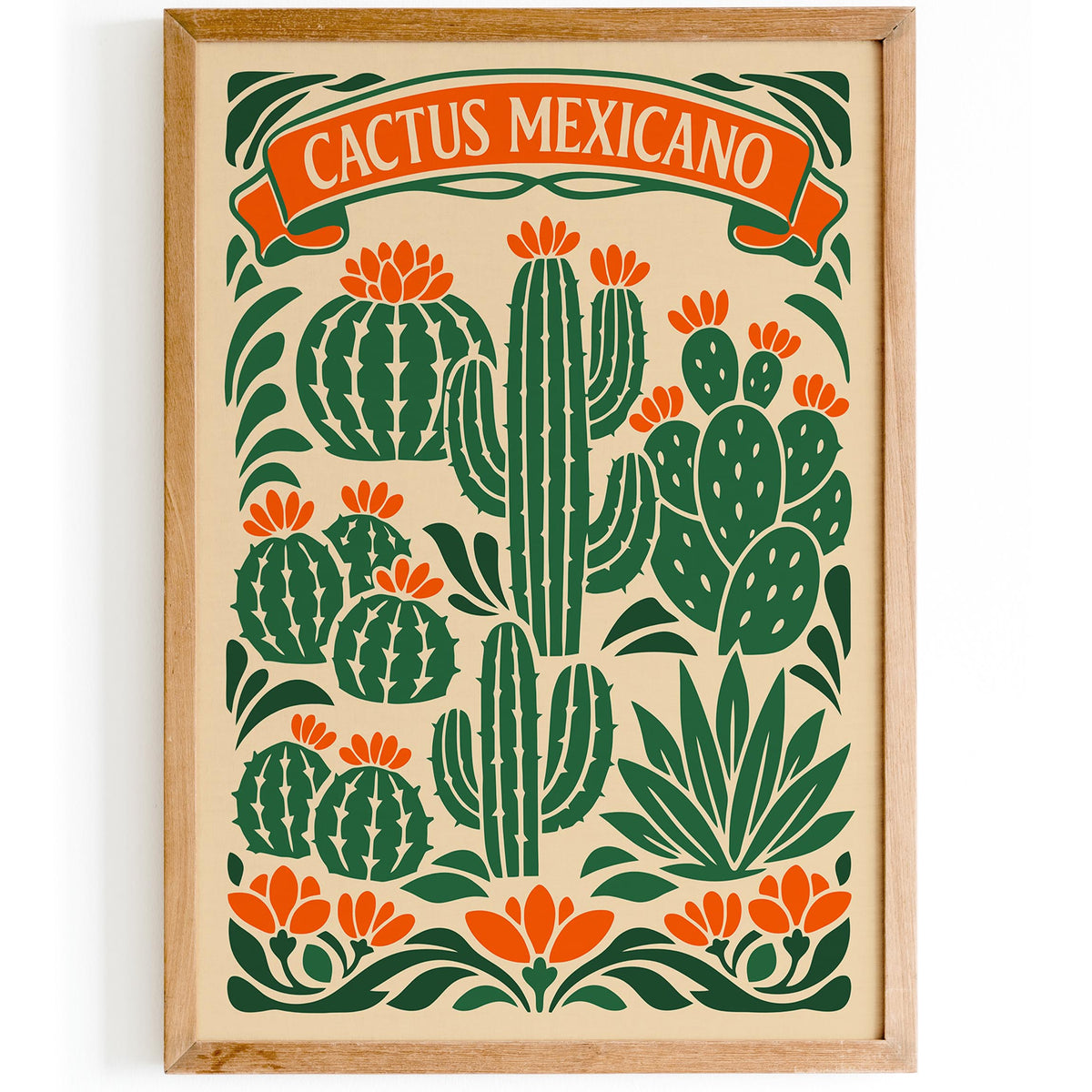 Mexican Cactus Floral Poster