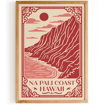 Pink Na Pali Coast Travel Poster