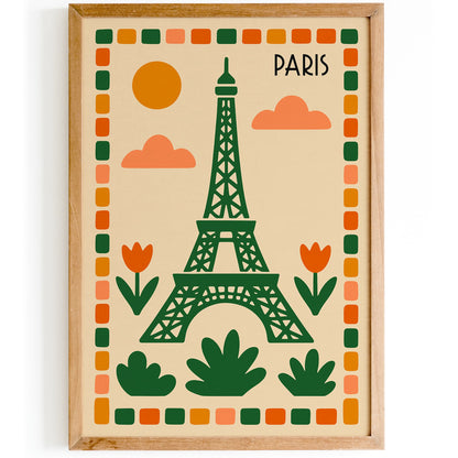 Mid Century Modern Paris - Eiffel Tower Wall Art Print