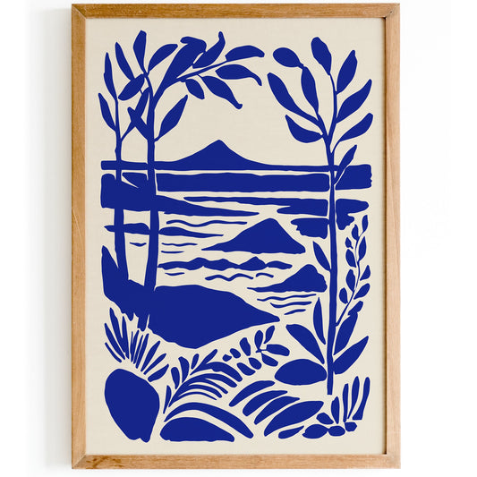 Blue Nautical Landscape Scenic Art Print 2025