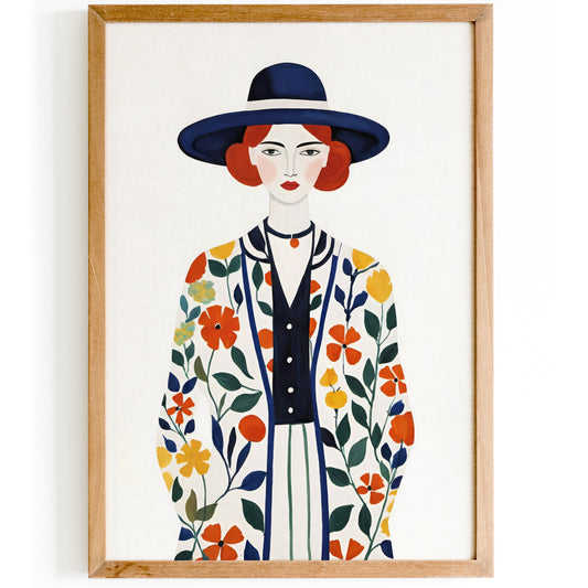 Chic Floral Woman Art Poster - Modern Minimalist Fashion Print