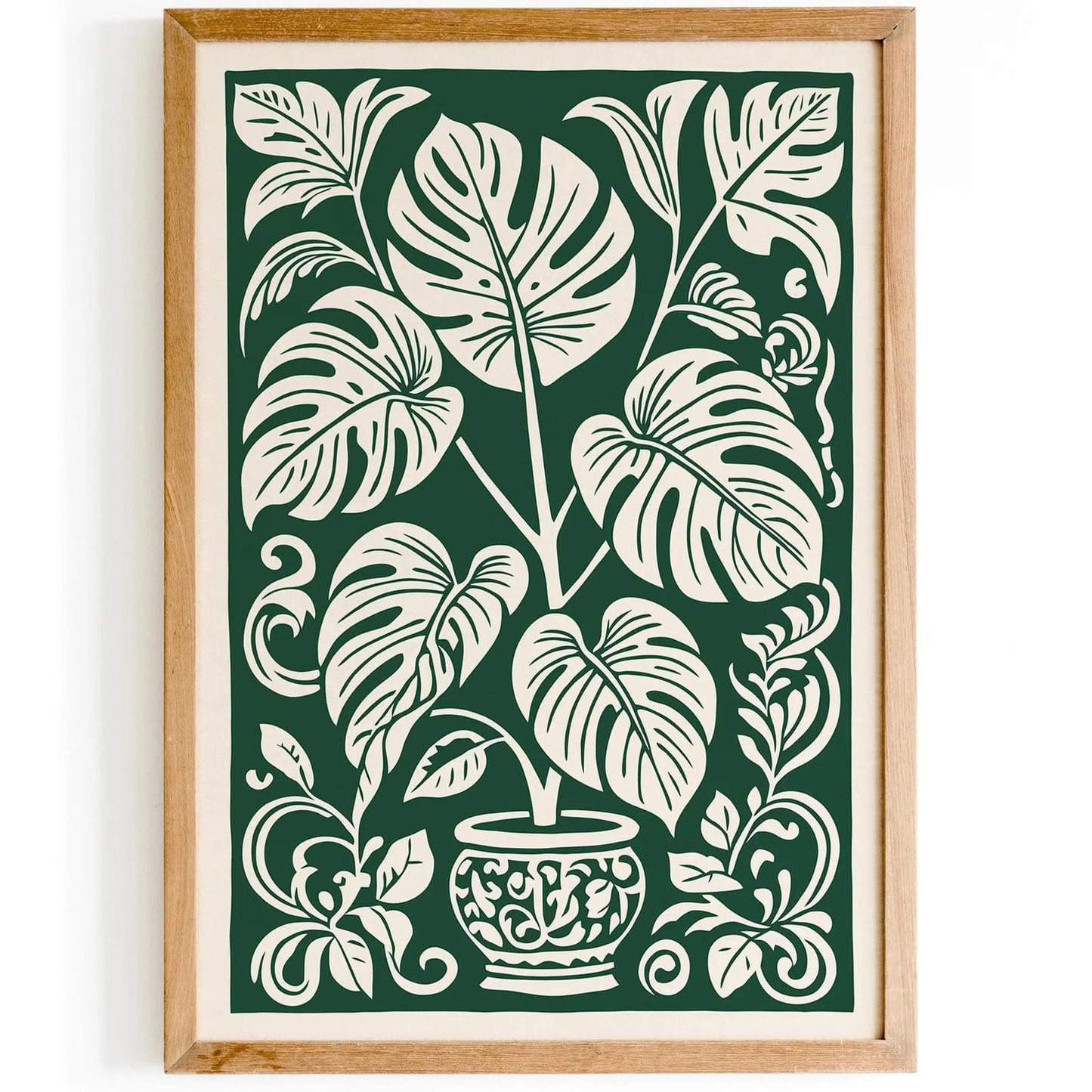 Green Monstera Plant Wall Art for Home Decor