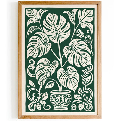 Green Monstera Plant Wall Art for Home Decor