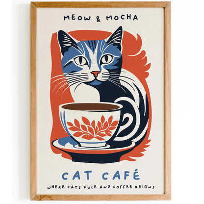 Cat Cafe Art Print - Kitchen Wall Decor