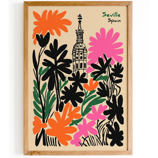 Seville Spain Pop Art Style Cityscape Poster