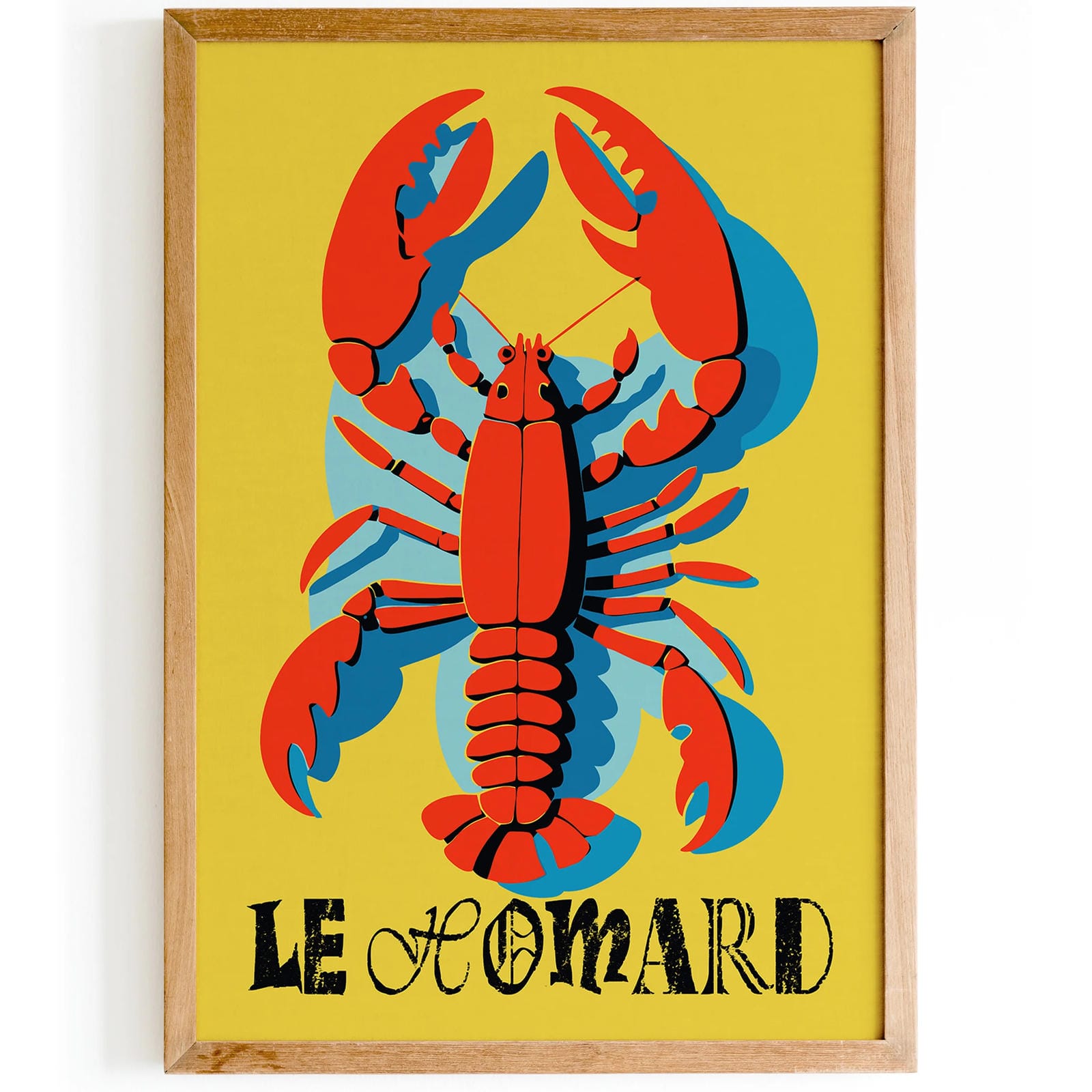 Creative Co-op Framed Canvas Lobster & Painted Frame 