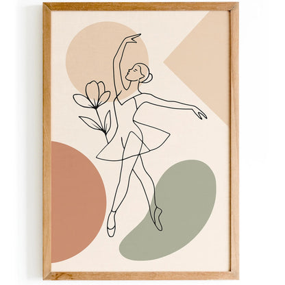 Line Art Ballerina Print - Aesthetic Wall Art
