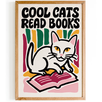 Cool Cats Reading Poster Print