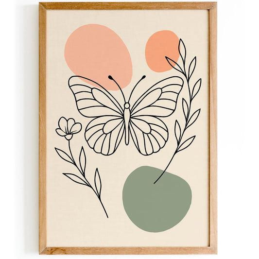 Line Art Poster - Butterfly Art Print