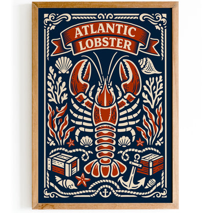 Atlantic Lobster Coastal Art Poster