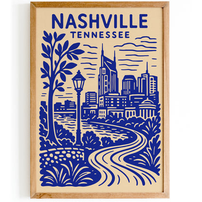 Nashville Tennessee Cityscape Travel Wall Art Print