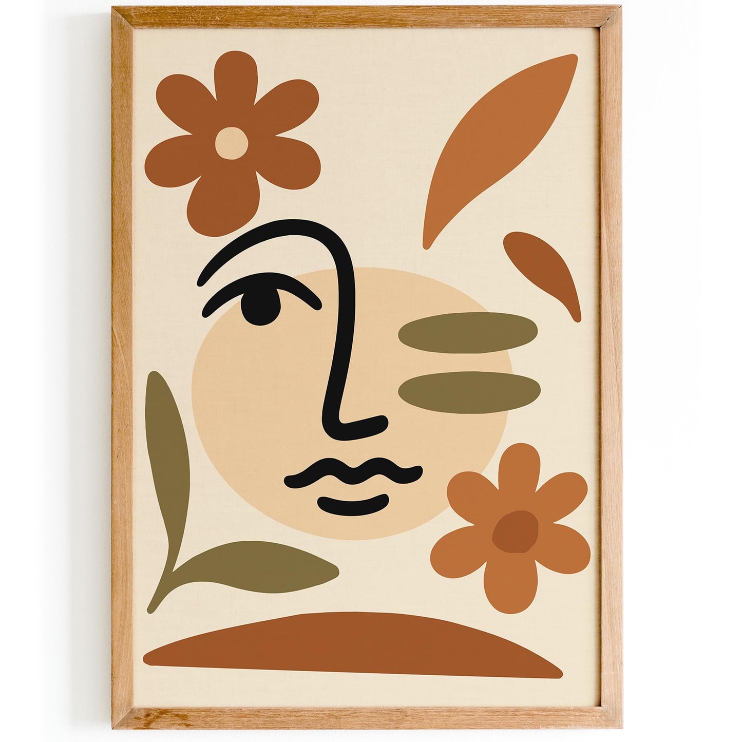 Boho Line Art Face Abstract Poster