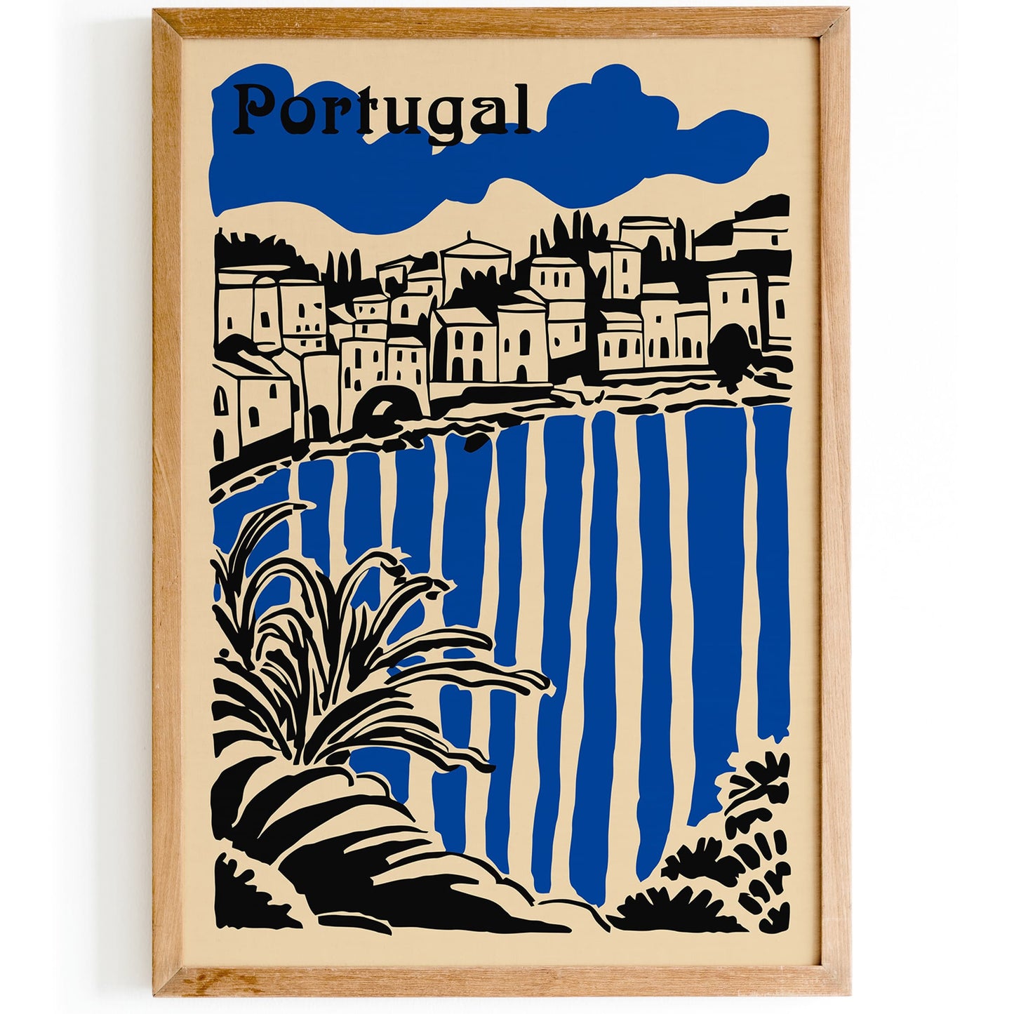 Portugal Cityscape Poster - Blue Travel Wall Art Print