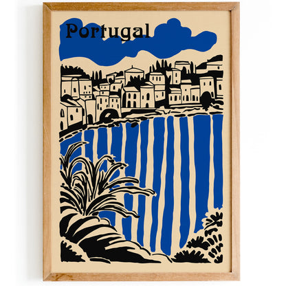 Portugal Cityscape Poster - Blue Travel Wall Art Print