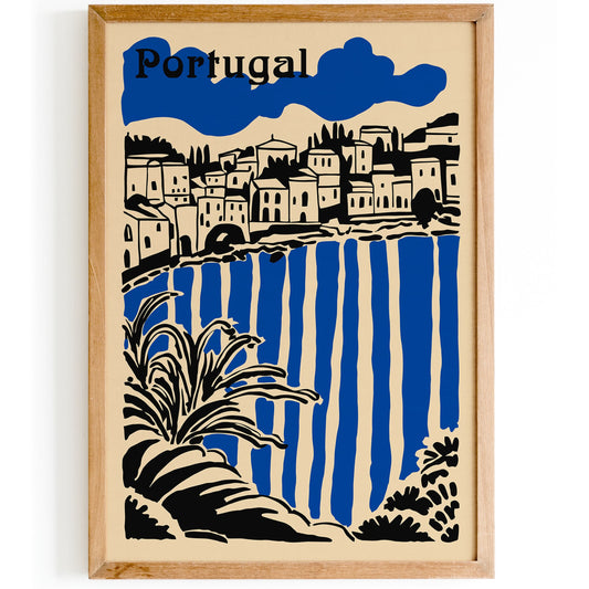 Portugal Cityscape Poster - Blue Travel Wall Art Print