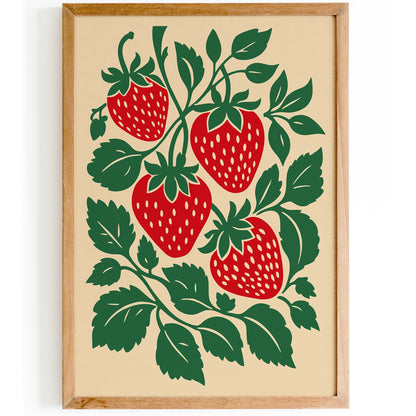 Rustic Strawberries Poster
