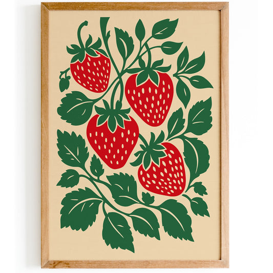 Rustic Strawberries Poster