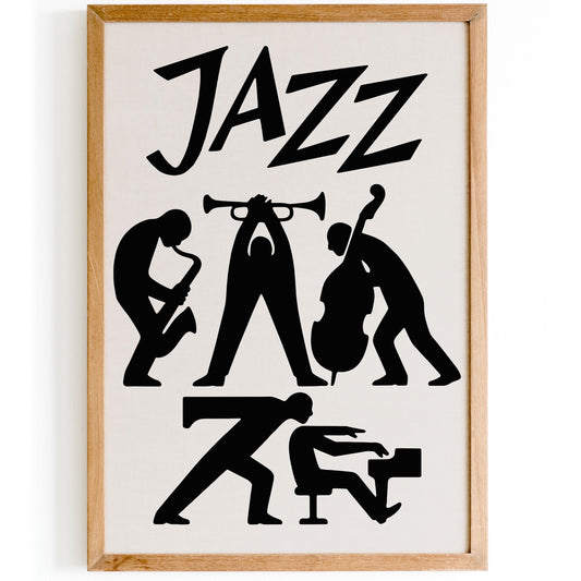 Jazz Music Poster -Modern Black & White Art Print