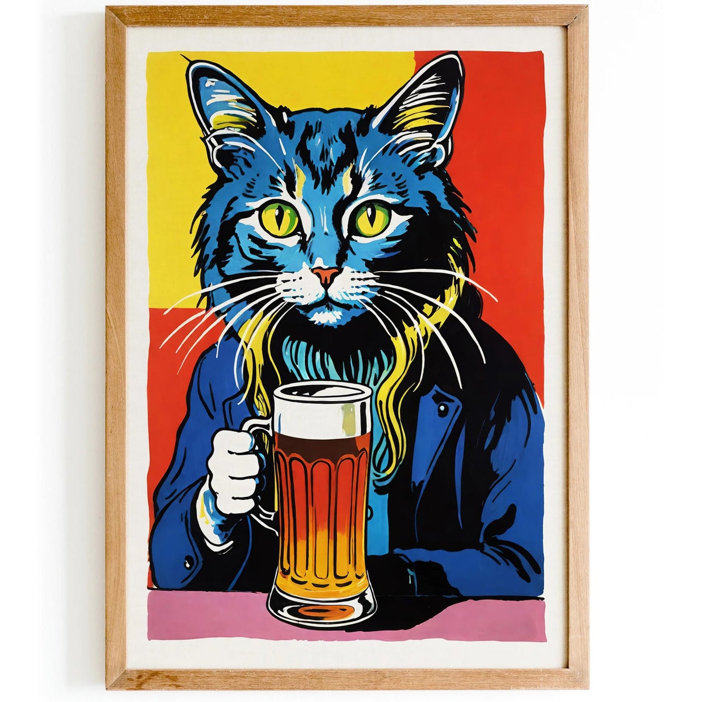 Fancy Cat Drinking Beer Poster