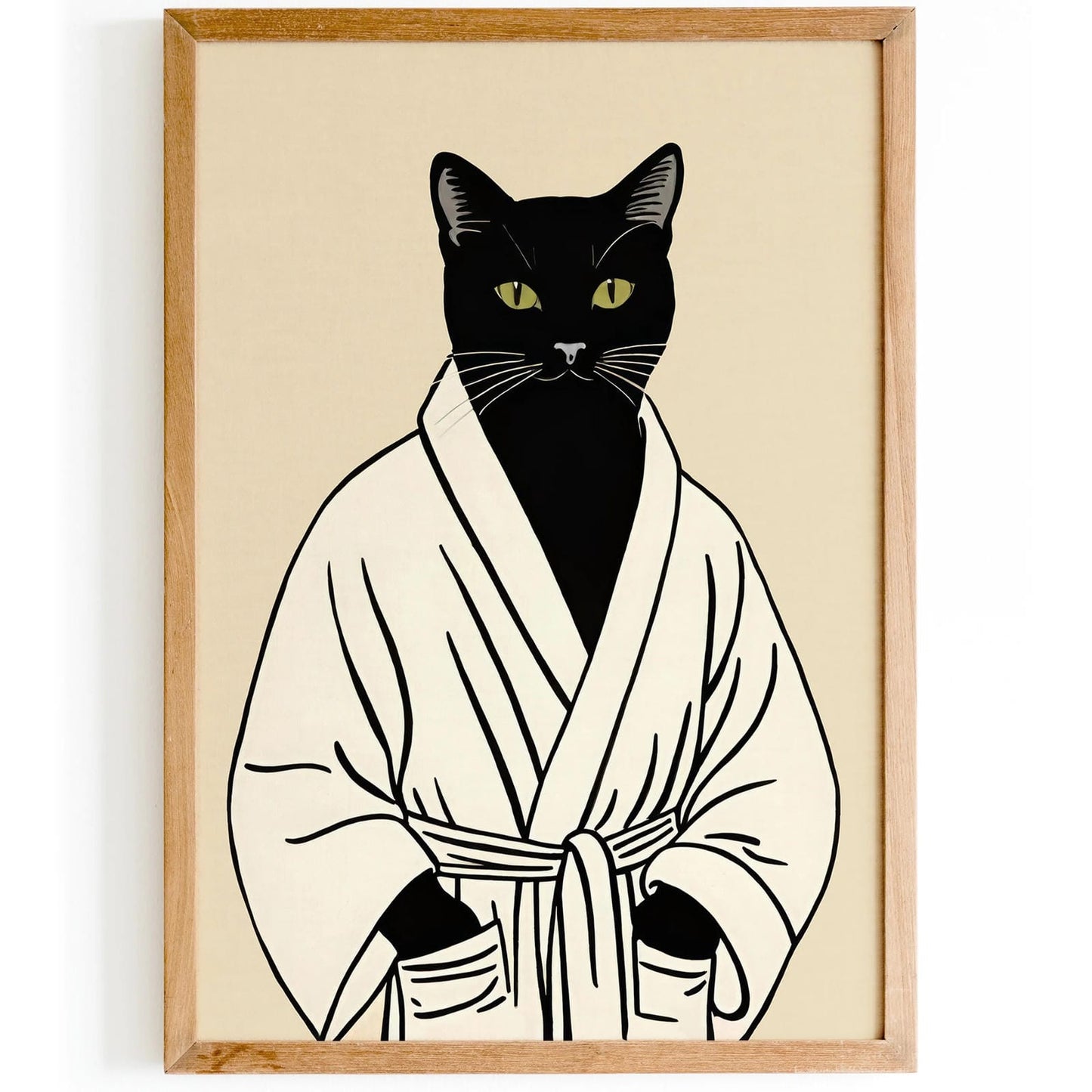 Cute Black Cat in Bathrobe Poster