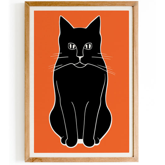 Black Moody Cat Art Print