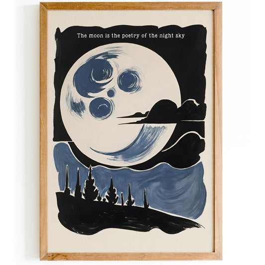Moon Over Forest Art Poster