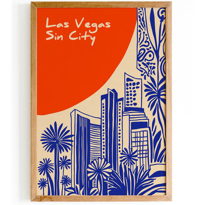 La Vegas Sin City Blue Poster