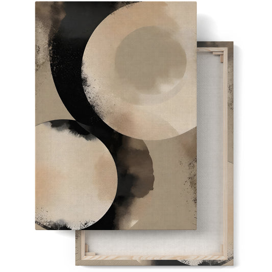 Contemporary Black & Beige Canvas Art