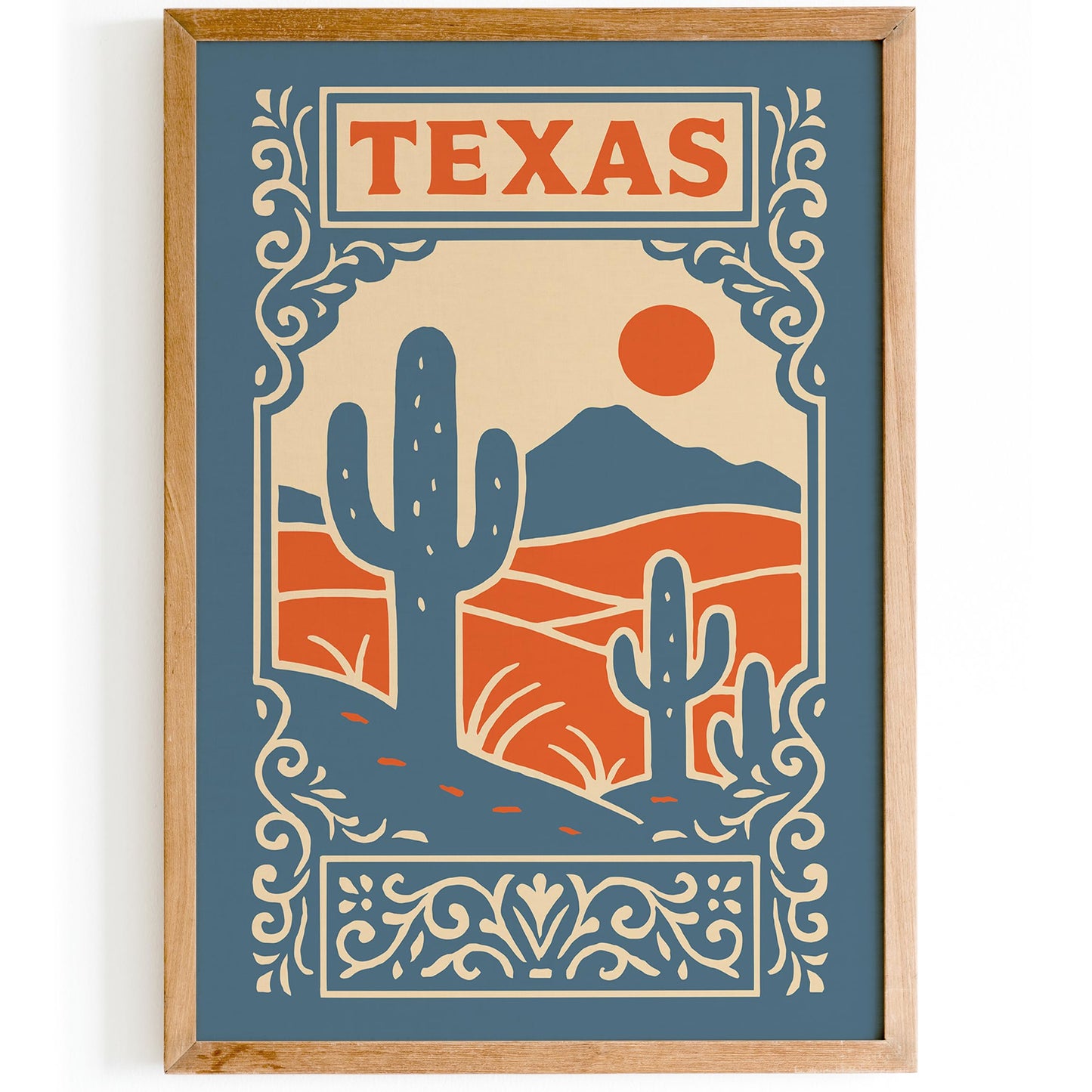Texas Landscape Travel Poster - Country Style Home Decor