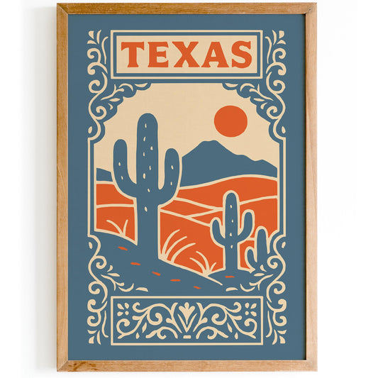 Texas Landscape Travel Poster - Country Style Home Decor