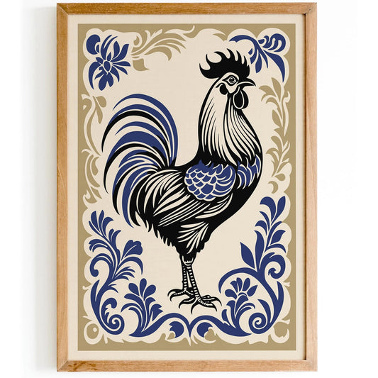 Rococo Rooster Poster Elegant Kitchen Art Print