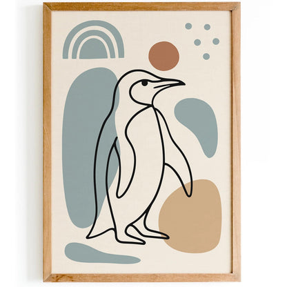 Penguin Line Art Print – Minimal Aesthetic Wall Decor