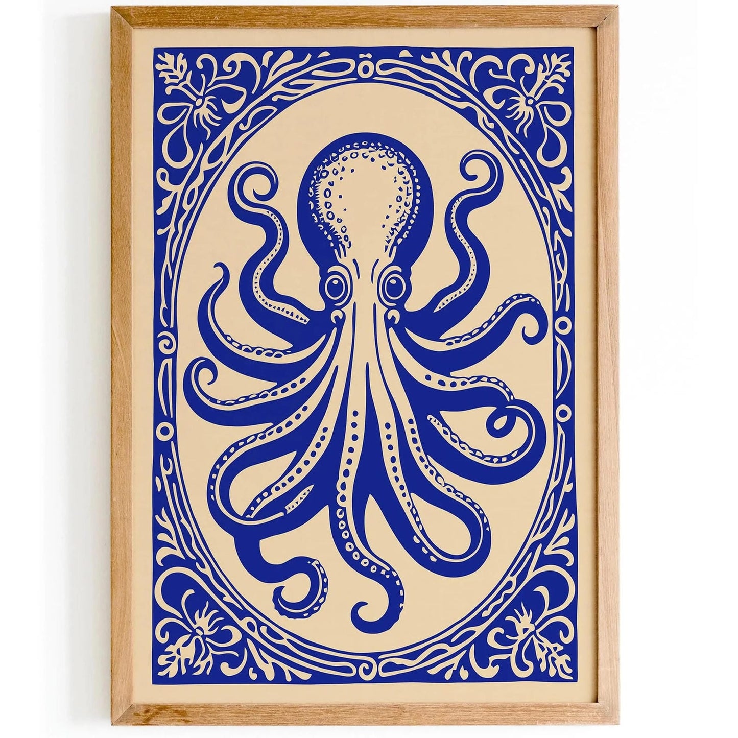Rococo Revival Blue Octopus Wall Art