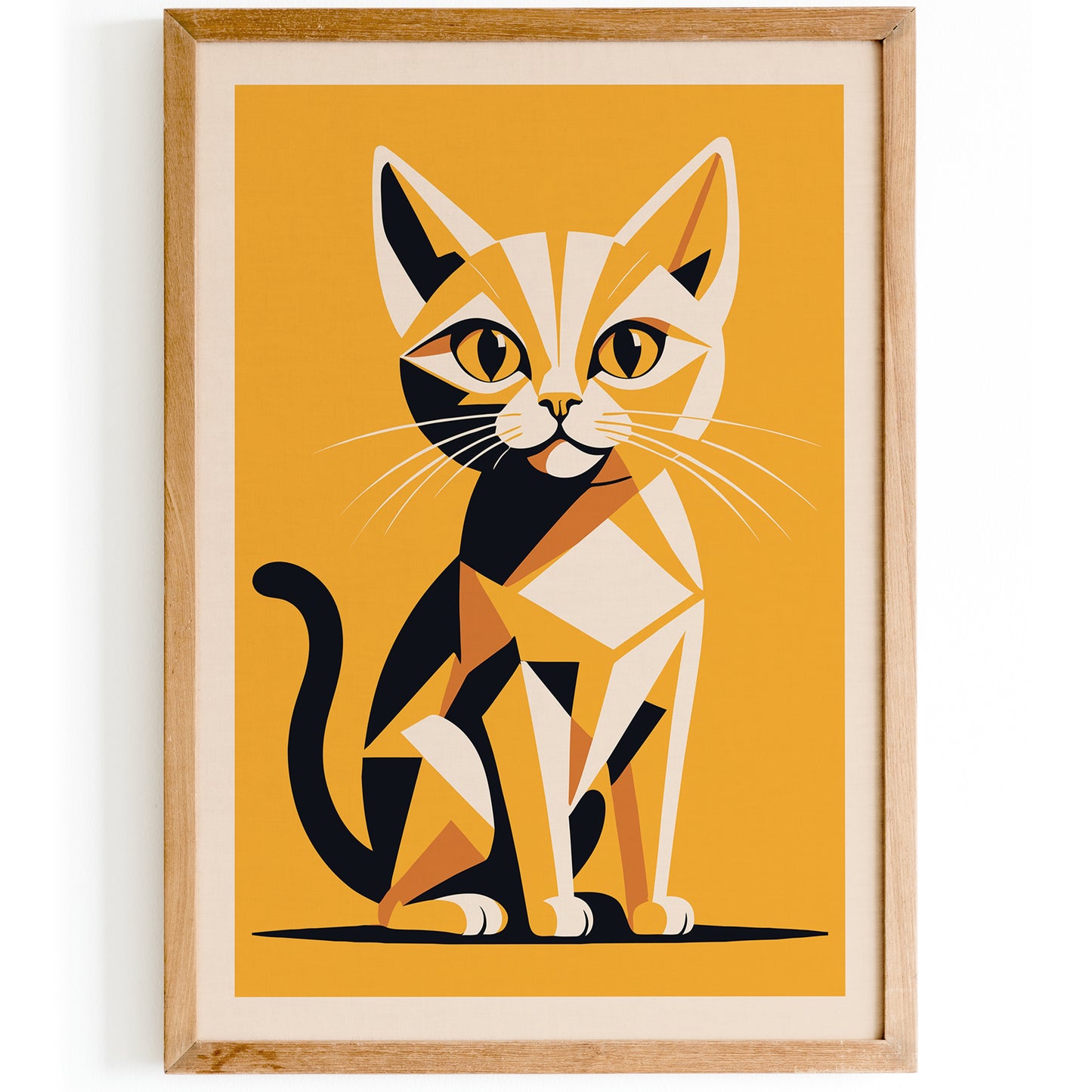 Geometric Kitten Cute Yellow Cat Poster