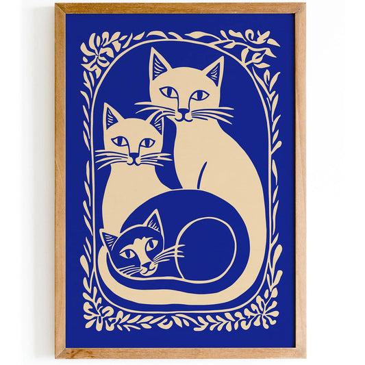 Cats Family Blue Poster