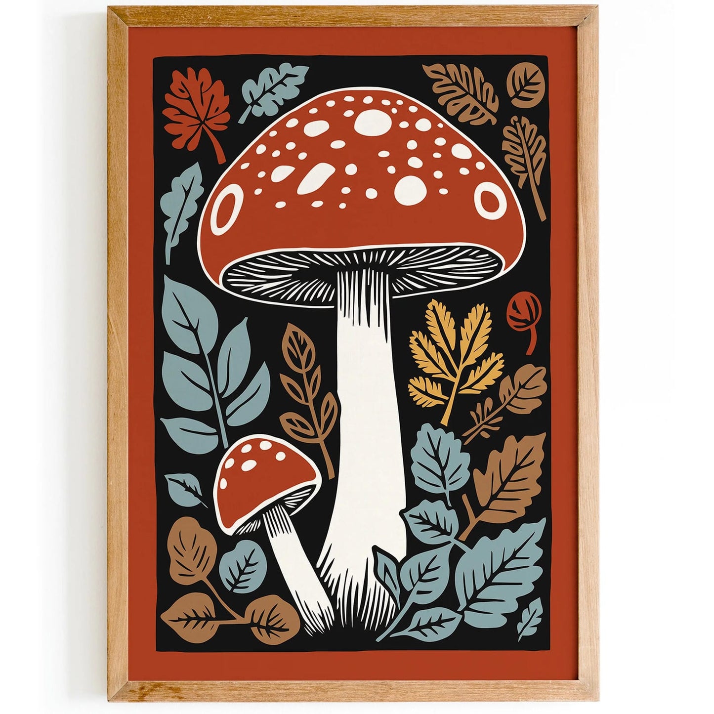 Fall Forest Mushrooms Wall Art for Kitchen Decor