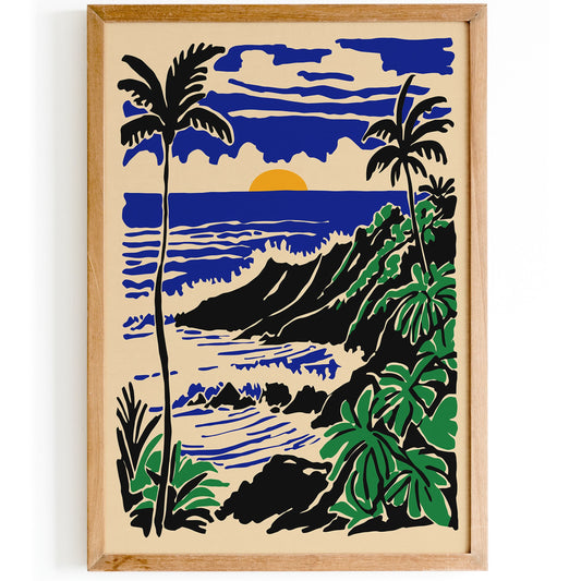 Oahu Honolulu Hawaii Travel Landscape Wall Art Print