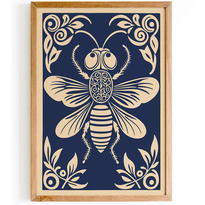 Navy Blue Fly Bug Poster