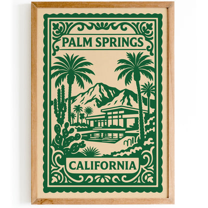 Palm Springs California Green Travel Poster