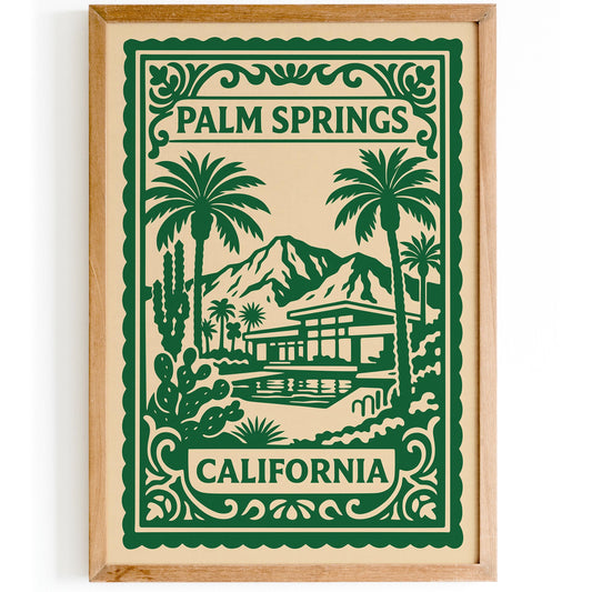 Palm Springs California Green Travel Poster