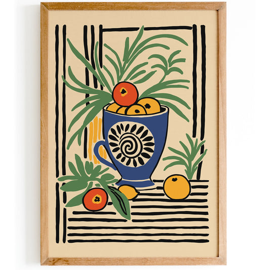 Retro Floral Still Life Poster