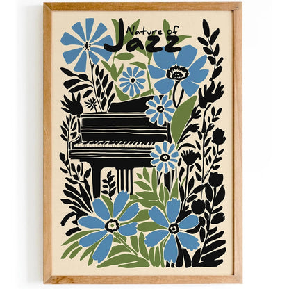 Jazz Piano Wall Art – Floral Music Poster