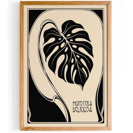 Art Deco Monstera Leaf Poster
