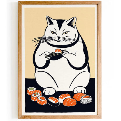 Sushi Cat Dining Wall Poster