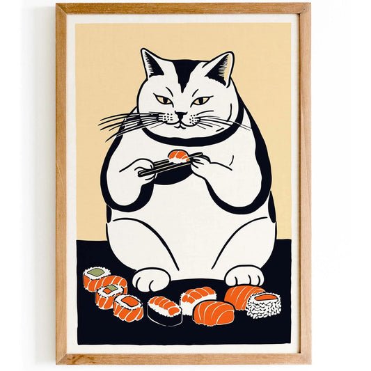 Sushi Cat Dining Wall Poster
