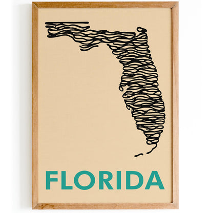 Florida Minimalist Poster - Mid Century Modern Wall Art
