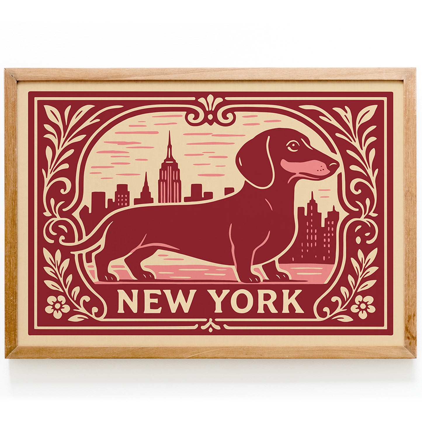 New York City Dachshund Dog Poster