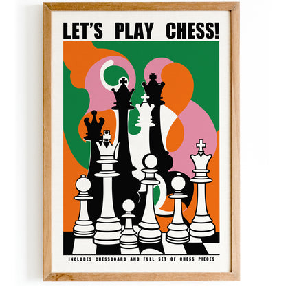 Let's Play Chess! Retro Art Poster