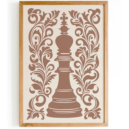 Mocha Mousse Chess Wall Art Print